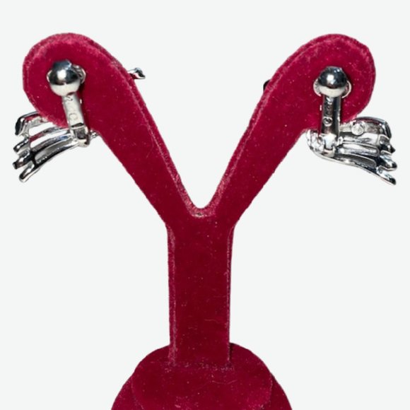 1980's Style Silver-Tone Clip Back Earrings - Picture 2 of 3